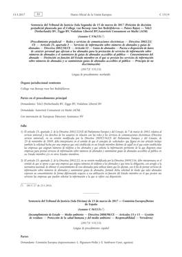 Asunto C-563/15: Sentencia Del Tribunal De Justicia (Sala Décima