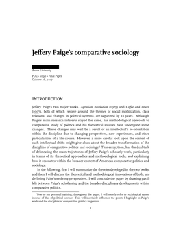 Jeffery Paige's Comparative Sociology