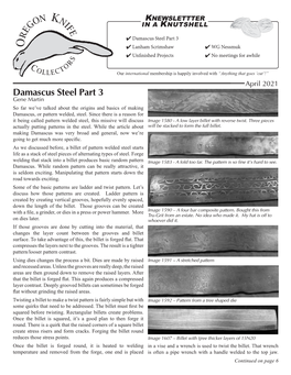 Damascus Steel Part 3 4 Lanham Scrimshaw 4 WG Nessmuk 4 Unfinished Projects 4 No Meetings for Awhile