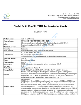 Rabbit Anti-C1orf84 /FITC Conjugated Antibody