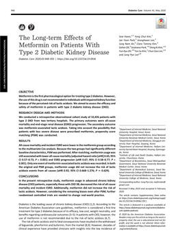 The Long-Term Effects of Metformin on Patients with Type 2 Diabetic