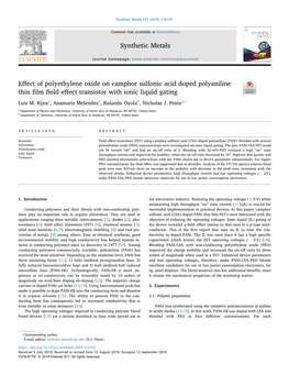 Effect of Polyethylene Oxide on Camphor Sulfonic Acid Doped