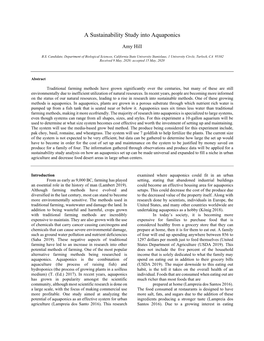 A Sustainability Study on Aquaponics