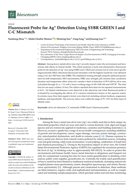 Fluorescent Probe for Ag+ Detection Using SYBR GREEN I and C-C Mismatch