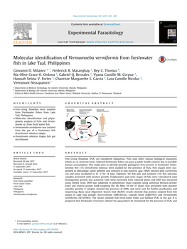 Molecular Identification of Vermamoeba Vermiformis from Freshwater Fish in Lake Taal, Philippines