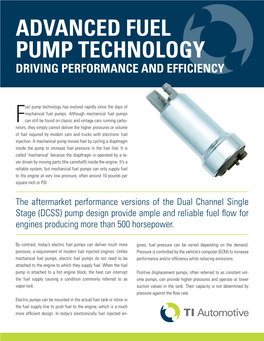 Advanced Fuel Pump Technology Driving Performance and Efficiency