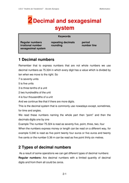 2Decimal and Sexagesimal System