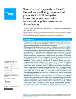 Network-Based Approach to Identify Biomarkers Predicting Response