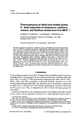 Thermophysics of Alkali and Related Azides II. Heat Capacities of Potassium, Rubidium, Cesium, and Thallium Azides from 5 to 350 K E,B