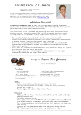 Recipe for Organic Raw Chocolate