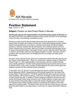 AIA Nevada Position Statement