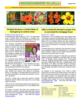 August 2011 Newsletter–Guyaneseonline
