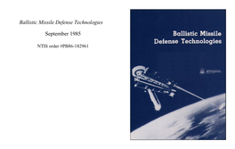 Ballistic Missile Defense Technologies (September 1985)