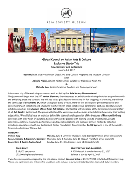 Global Council on Asian Arts & Culture Exclusive Study Trip