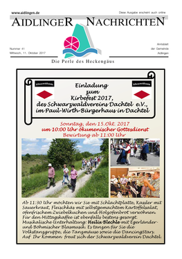 Aidlinger Nachrichten KW 41/2017 (PDF-Datei)