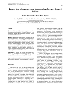 Lessons from Primary Succession for Restoration of Severely Damaged Habitats