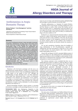 Antihistamines in Atopic Dermatitis Therapy