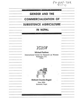 Gender and the Commercialization of Subsistence Agriculture in Nepal