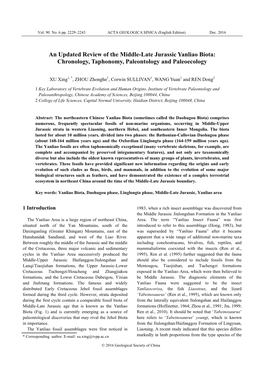 Late Jurassic Yanliao Biota: Chronology, Taphonomy, Paleontology and Paleoecology