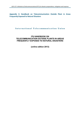 Appendix 3: Handbook on Telecommunication Outside Plant in Areas Frequently Exposed to Natural Disasters