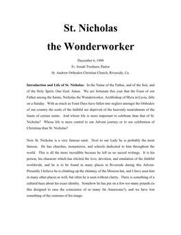 St. Nicholas the Wonderworker