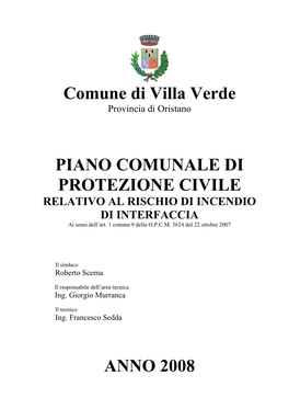 Comune Di Villa Verde PIANO COMUNALE DI PROTEZIONE