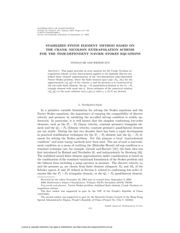 Stabilized Finite Element Method Based on the Crank–Nicolson Extrapolation Scheme for the Time-Dependent Navier–Stokes Equations