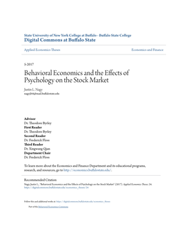 Behavioral Economics and the Effects of Psychology on the Stock Market Justin L