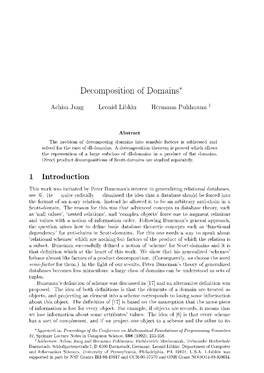Decomposition of Domains 1 Introduction