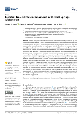 Essential Trace Elements and Arsenic in Thermal Springs, Afghanistan