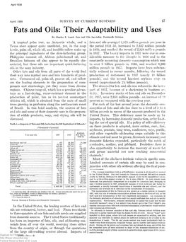 Fats and Oils,Their Adaptability and Uses