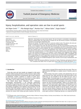 Injury, Hospitalization, and Operation Rates Are Low in Aerial Sports