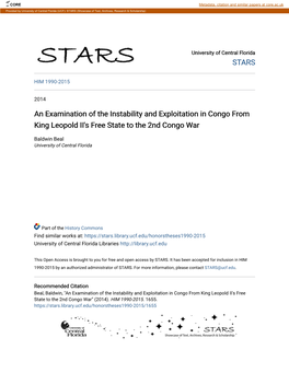 An Examination of the Instability and Exploitation in Congo from King Leopold II's Free State to the 2Nd Congo War