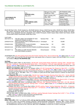 TAILORMADE PEDIGREE for JACKFINBAR (FR)