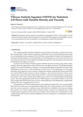 Viscous Vorticity Equation (VISVE) for Turbulent 2-D Flows with Variable Density and Viscosity