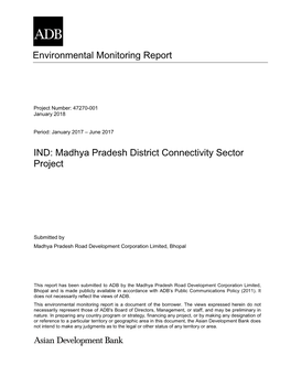 Environmental Monitoring Report IND: Madhya Pradesh District Connectivity Sector Project