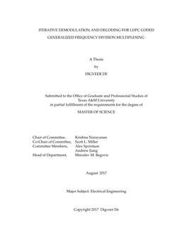 Iterative Demodulation and Decoding for Ldpc Coded Generalized Frequency Division Multiplexing