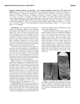 Rocknest, Bradbury Plateau, and Kimberly: Iron Cemented Sediments Observed in Gale Crater with Chemcam