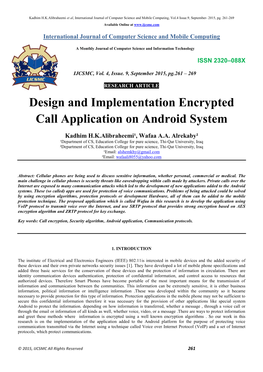 Design and Implementation Encrypted Call Application on Android System