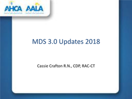 MDS 3.0 Updates 2018