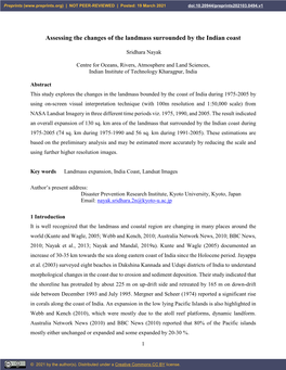 Assessing the Changes of the Landmass Surrounded by the Indian Coast