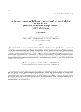 Le Gisement Campanien Du Ressec Et Les Conglomérats Maastrichtiens Du Col Del Teil (Anticlinal De Dreuilhe, Ariège, France)