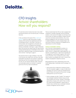 CFO Insights Activist Shareholders: How Will You Respond?