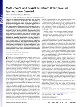 Mate Choice and Sexual Selection: What Have We Learned Since Darwin?