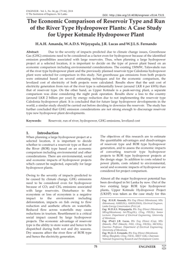 A Case Study for Upper Kotmale Hydropower Plant