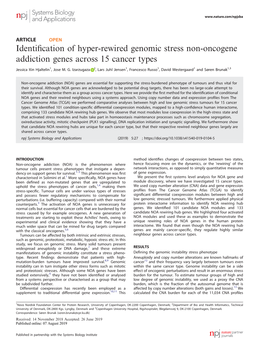 Identification of Hyper-Rewired Genomic Stress Non-Oncogene