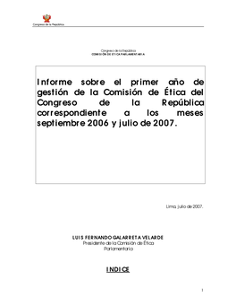 Informe Sobre El Primer Año De Gestión De La Comisión De Ética Del