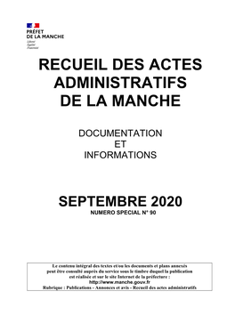 Recueil Des Actes Administratifs De La Manche