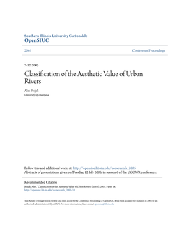 Classification of the Aesthetic Value of Urban Rivers Ales Bisjak University of Ljubljana