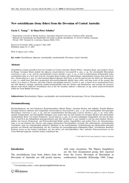 New Osteichthyans (Bony Fishes) from the Devonian of Central Australia